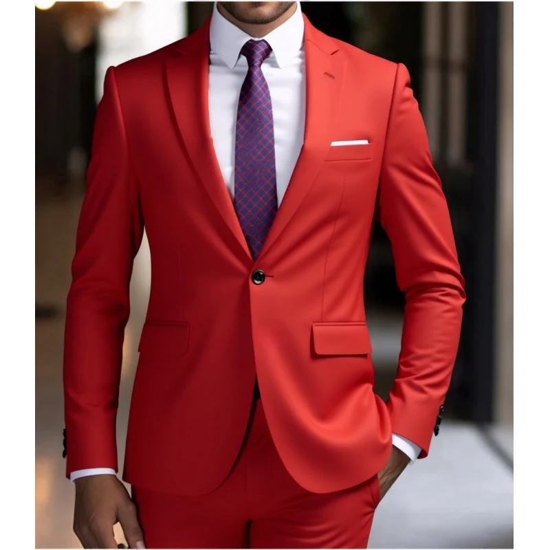 Herren Zweiteiliger Slim-Fit Anzug mit Ein-Knopf-Sakko und schmaler Anzughose Nord Taschen