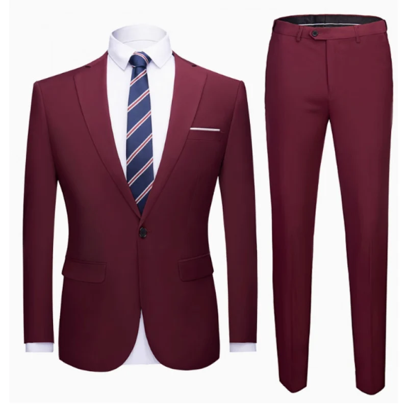 Herren Zweiteiliger Slim-Fit Anzug mit Ein-Knopf-Sakko und schmaler Anzughose Nord Taschen