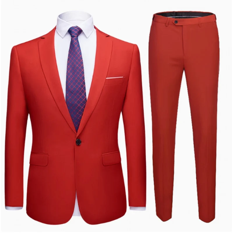 Herren Zweiteiliger Slim-Fit Anzug mit Ein-Knopf-Sakko und schmaler Anzughose Nord Taschen