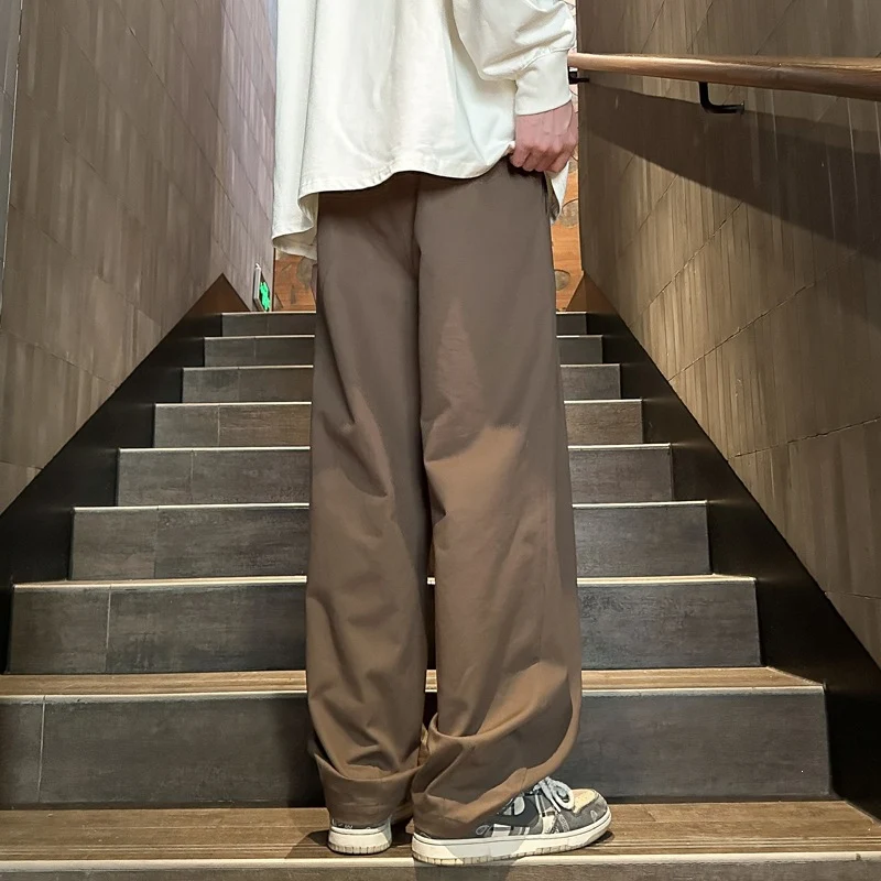 Herren Weitgeschnittene Palazzo-Loungehose mit Tunnelzug, hoher Taille und fließender Baumwollmischung Nord Taschen