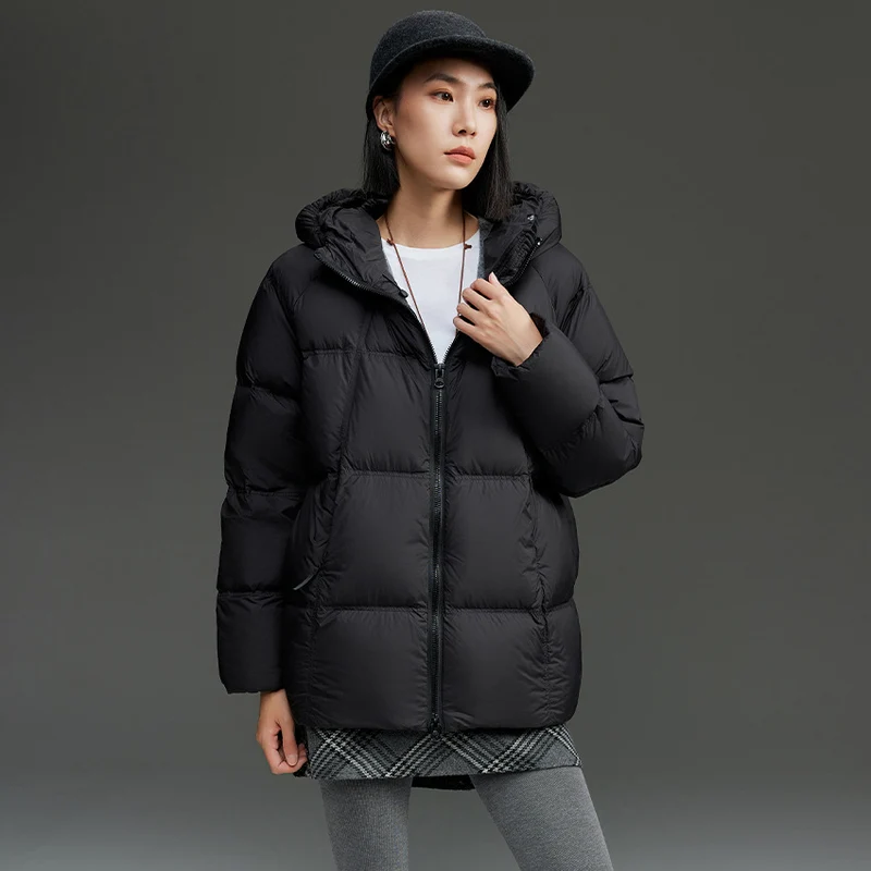 Damen Kurz geschnittene Boxy‑Steppjacke mit abnehmbarer Kapuze und Thermo‑Isolierung Nord Taschen