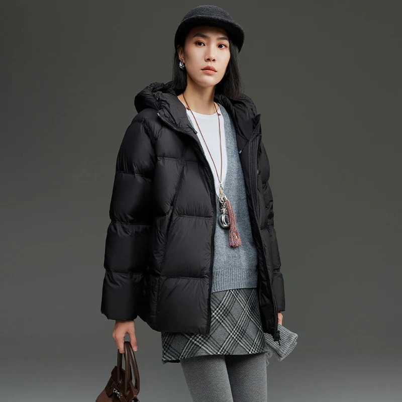 Damen Kurz geschnittene Boxy‑Steppjacke mit abnehmbarer Kapuze und Thermo‑Isolierung Nord Taschen