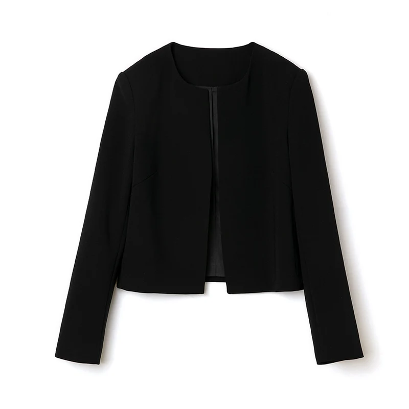 Damen Kragenloser Kurzblazer mit verdeckter Frontblende und leicht taillierter Silhouette Nord Taschen