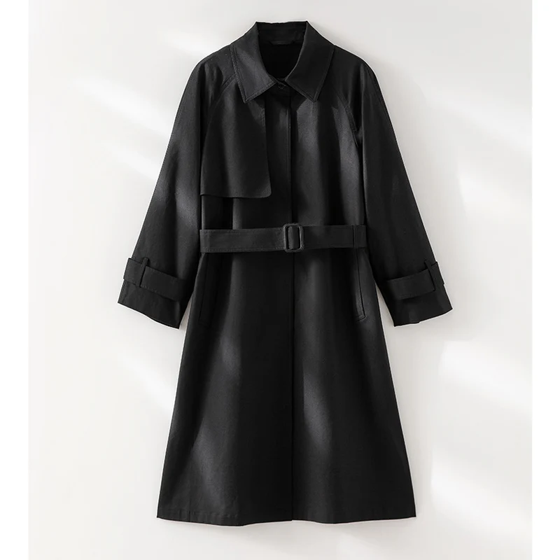 Damen Klassischer Trenchcoat mit Gürtel und Sturmblende Nord Taschen