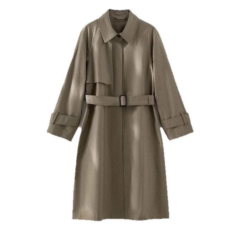 Damen Klassischer Trenchcoat mit Gürtel und Sturmblende Nord Taschen