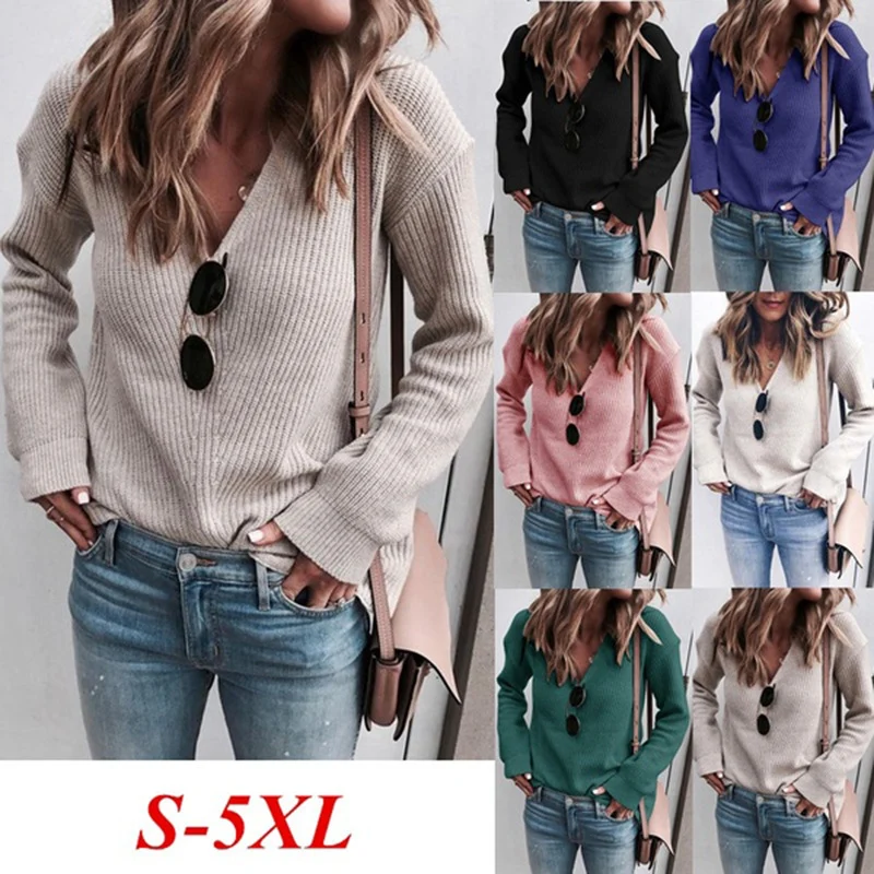 Damen Feinstrickpullover mit V-Ausschnitt, Rippstruktur und leicht ausgestellten Ärmeln Nord Taschen