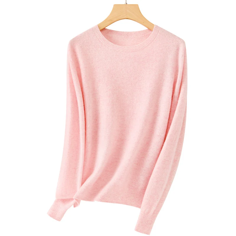 Damen Feiner Rundhals-Pullover aus ultraleichtem Feinstrick mit Rippbündchen Nord Taschen