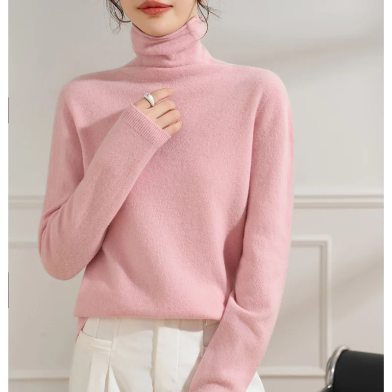 Damen Feiner Rollkragenpullover aus Kaschmir‑Mix mit schmaler Silhouette Nord Taschen