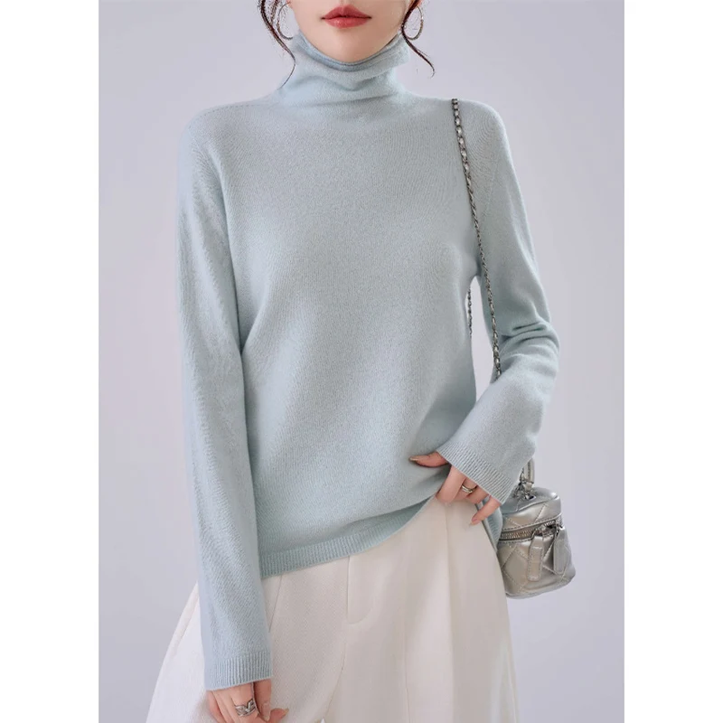 Damen Feiner Rollkragenpullover aus Kaschmir‑Mix mit schmaler Silhouette Nord Taschen