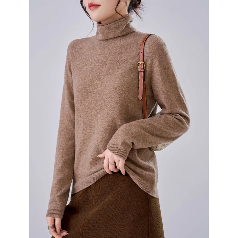 Damen Feiner Rollkragenpullover aus Kaschmir‑Mix mit schmaler Silhouette Nord Taschen
