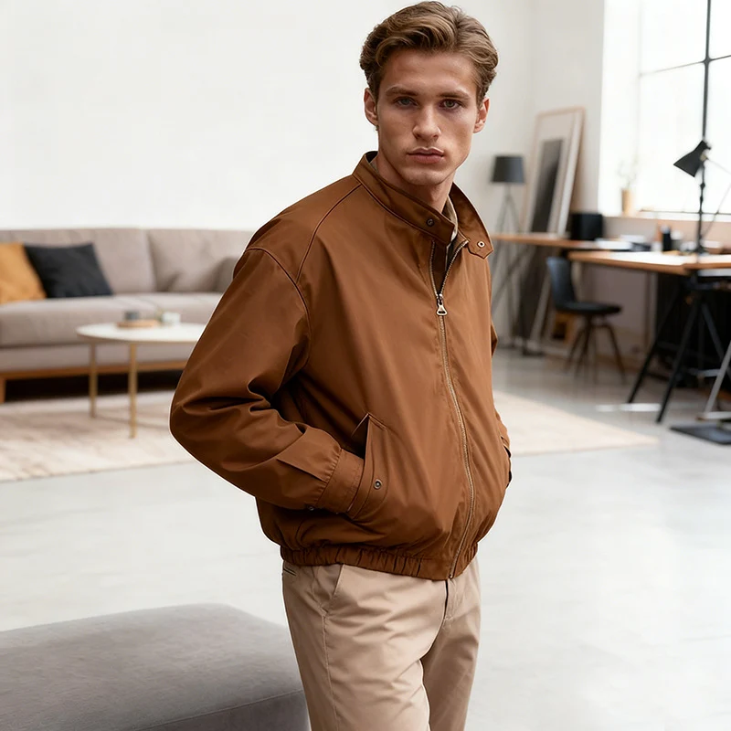 Herren Leichte Bomberjacke aus Nylon mit Reißverschluss, Pattentaschen und elastischen Bündchen Nord Taschen