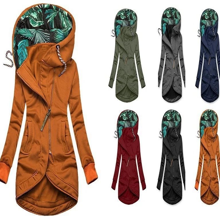 Damen Kapuzenparka mit asymmetrischem Frontreißverschluss und gesteppter Tropenfutter-Kapuze Nord Taschen
