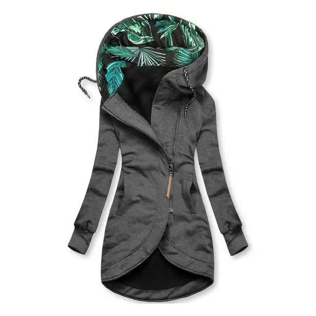 Damen Kapuzenparka mit asymmetrischem Frontreißverschluss und gesteppter Tropenfutter-Kapuze Nord Taschen