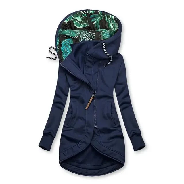 Damen Kapuzenparka mit asymmetrischem Frontreißverschluss und gesteppter Tropenfutter-Kapuze Nord Taschen