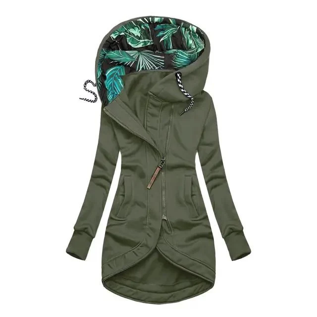 Damen Kapuzenparka mit asymmetrischem Frontreißverschluss und gesteppter Tropenfutter-Kapuze Nord Taschen