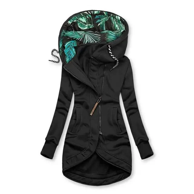 Damen Kapuzenparka mit asymmetrischem Frontreißverschluss und gesteppter Tropenfutter-Kapuze Nord Taschen