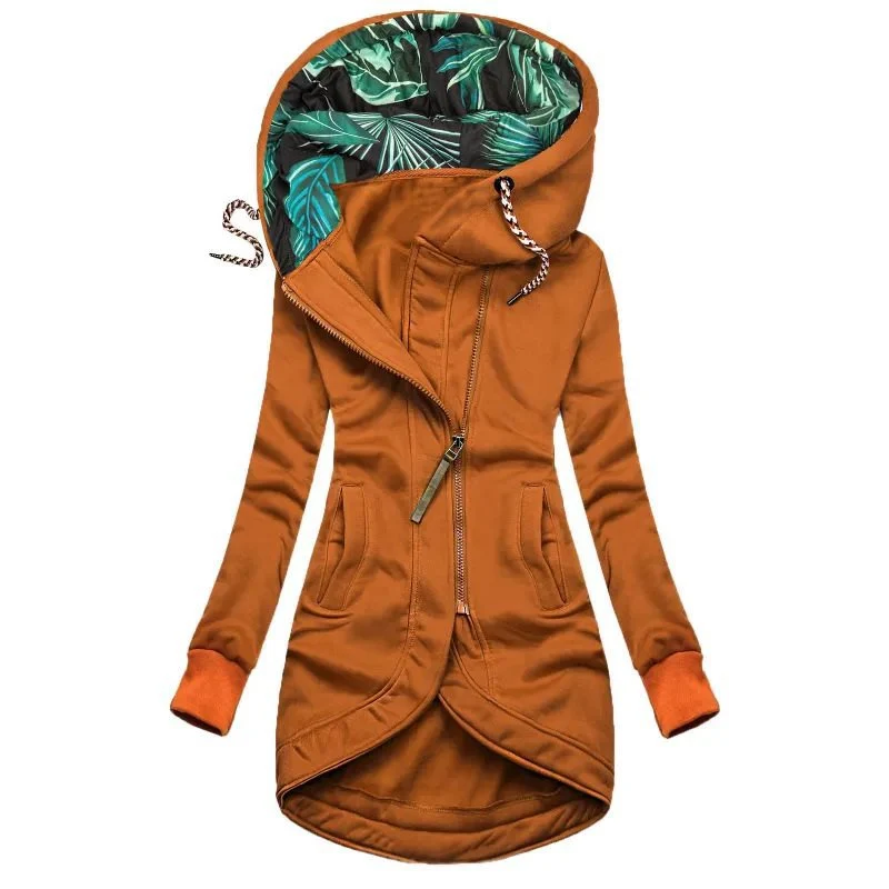 Damen Kapuzenparka mit asymmetrischem Frontreißverschluss und gesteppter Tropenfutter-Kapuze Nord Taschen