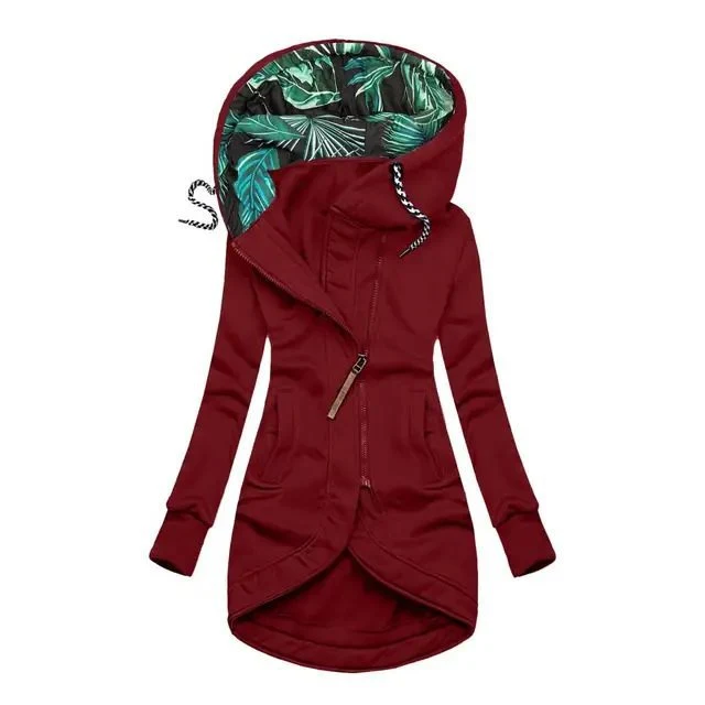 Damen Kapuzenparka mit asymmetrischem Frontreißverschluss und gesteppter Tropenfutter-Kapuze Nord Taschen