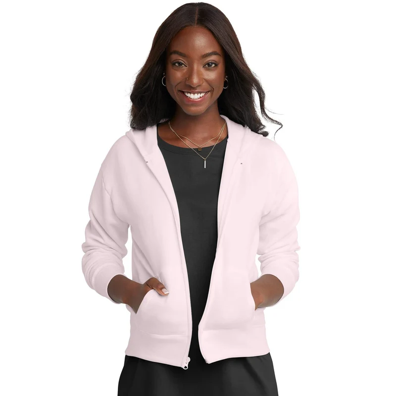 Damen Kapuzen-Sweatjacke mit durchgehendem Reißverschluss, Kängurutaschen und gerippten Bündchen Nord Taschen