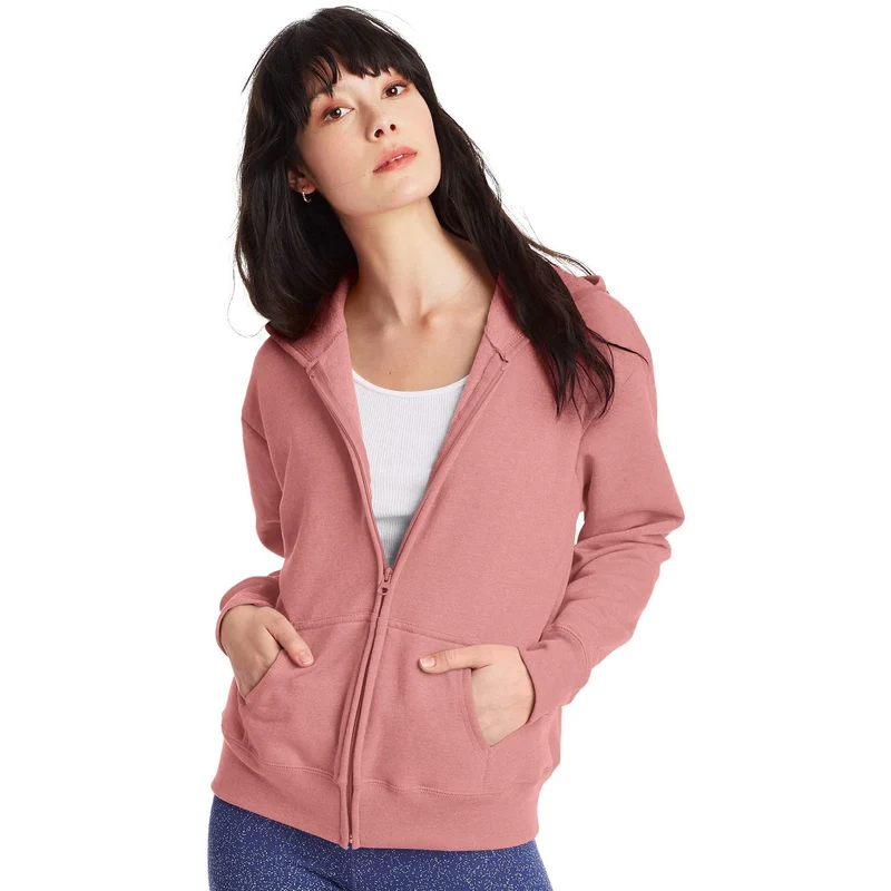 Damen Kapuzen-Sweatjacke mit durchgehendem Reißverschluss, Kängurutaschen und gerippten Bündchen Nord Taschen
