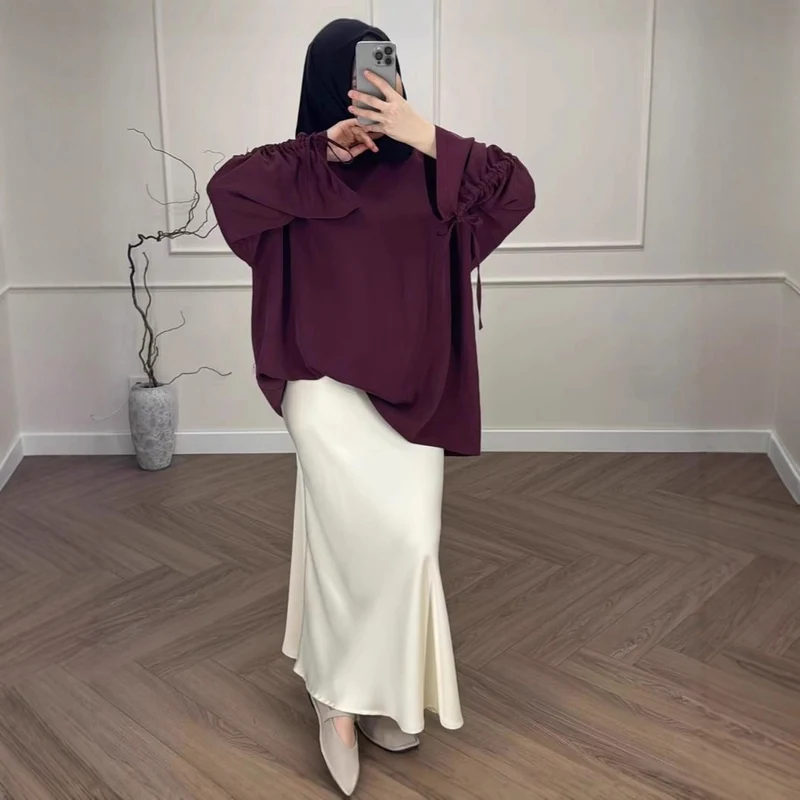 Damen Hochtaillierter Satin-Maxirock mit seidenähnlichem Fall und eleganter Trompetenform Nord Taschen
