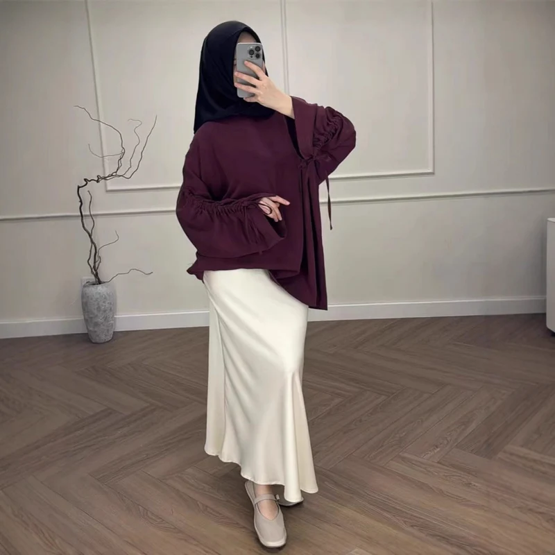 Damen Hochtaillierter Satin-Maxirock mit seidenähnlichem Fall und eleganter Trompetenform Nord Taschen