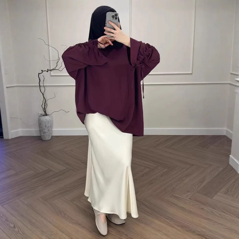 Damen Hochtaillierter Satin-Maxirock mit seidenähnlichem Fall und eleganter Trompetenform Nord Taschen