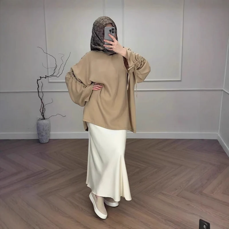 Damen Hochtaillierter Satin-Maxirock mit seidenähnlichem Fall und eleganter Trompetenform Nord Taschen