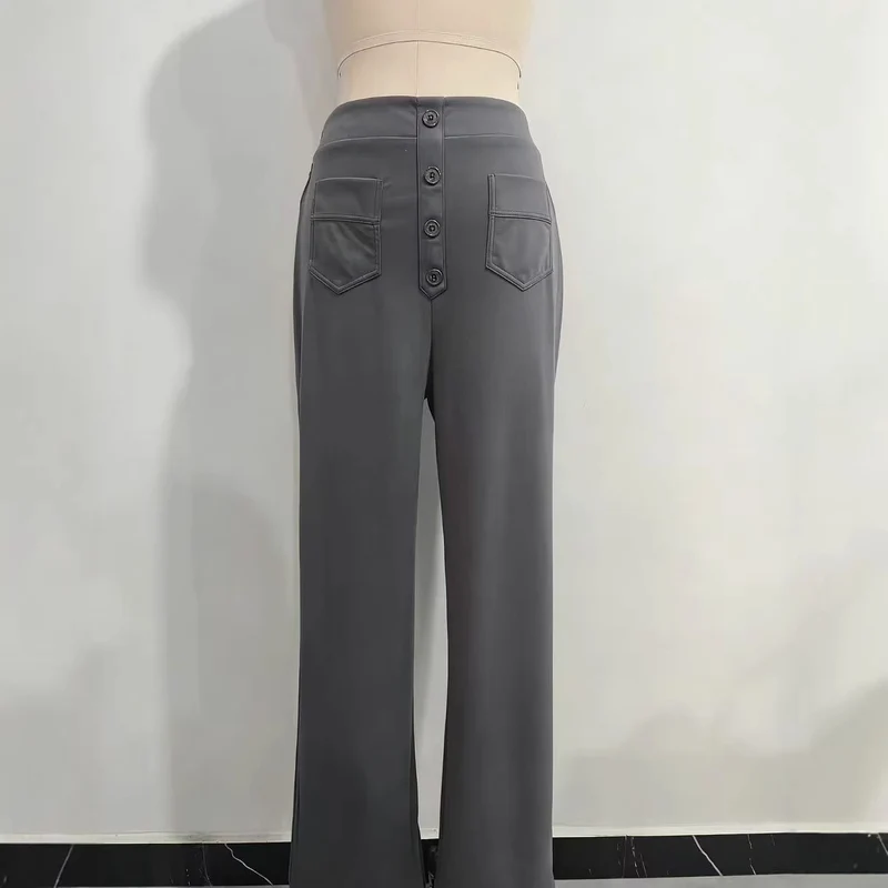 Damen Hochtaillierte Wide‑Leg Hose mit aufgesetzten Taschen Nord Taschen