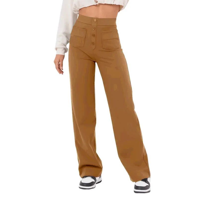 Damen Hochtaillierte Wide‑Leg Hose mit aufgesetzten Taschen Nord Taschen