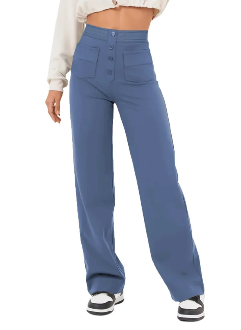 Damen Hochtaillierte Wide‑Leg Hose mit aufgesetzten Taschen Nord Taschen