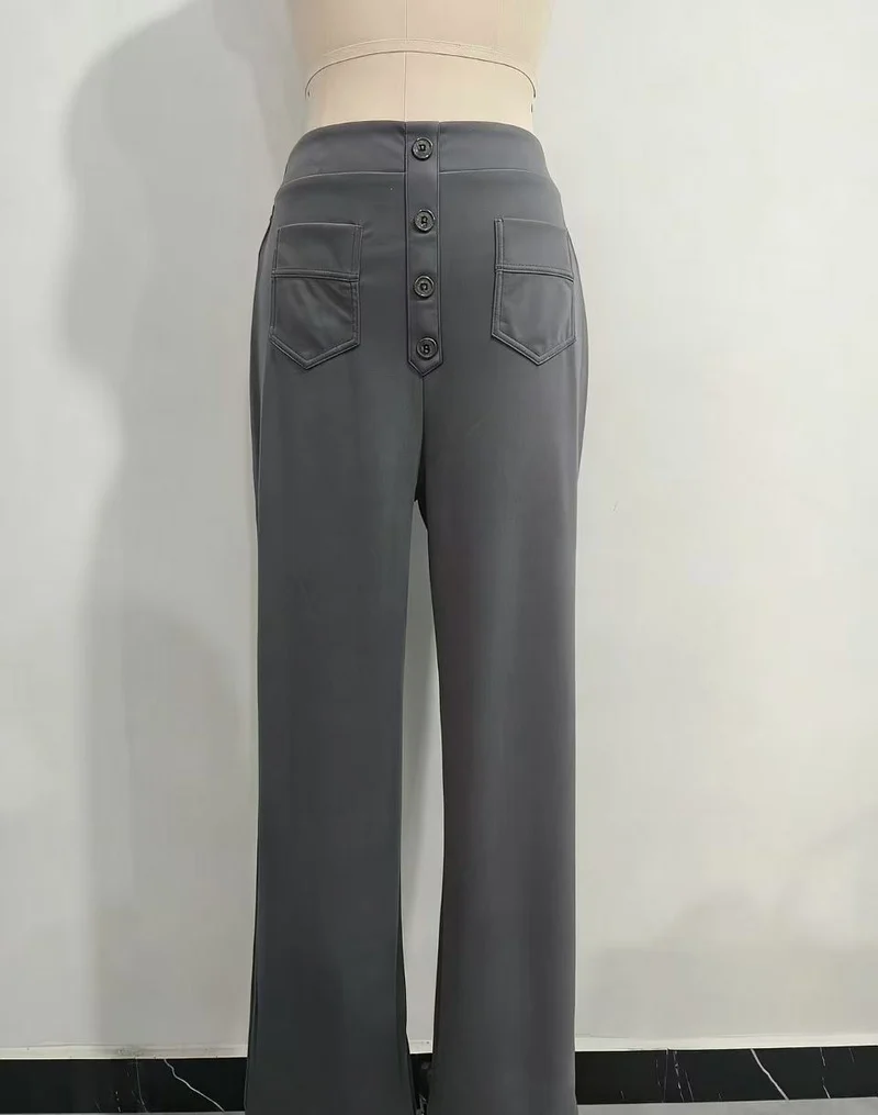 Damen Hochtaillierte Wide‑Leg Hose mit aufgesetzten Taschen Nord Taschen