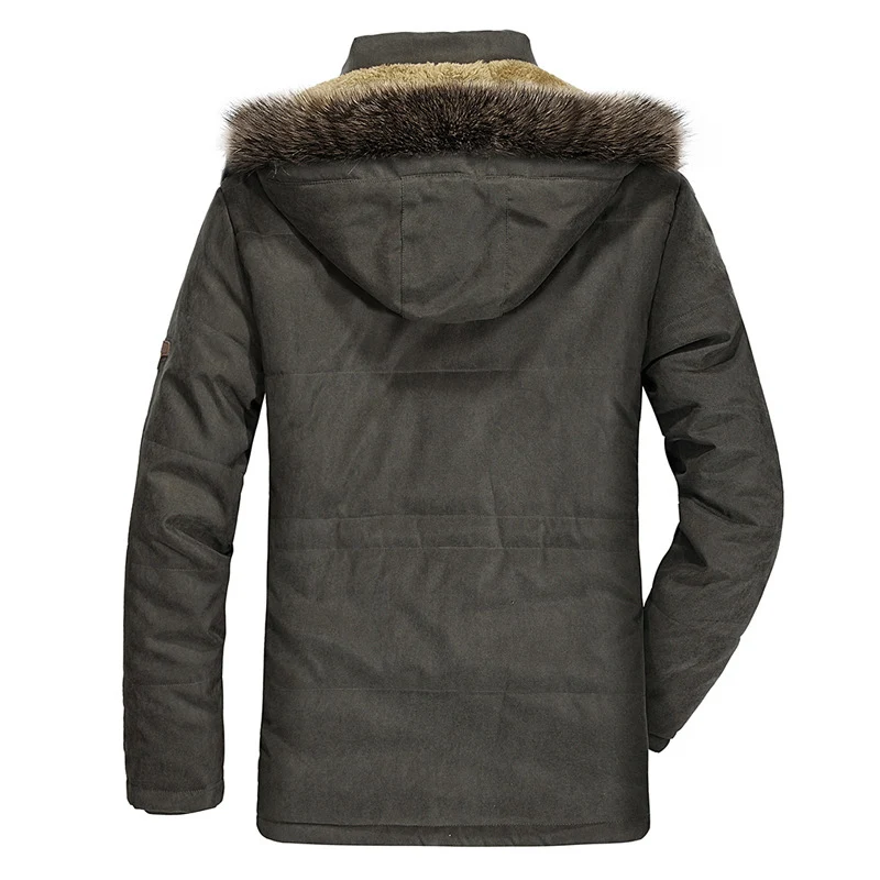 Herren gefütterte Parkajacke mit abnehmbarer Kapuze, Kunstfellbesatz und winddichter Isolation Nord Taschen