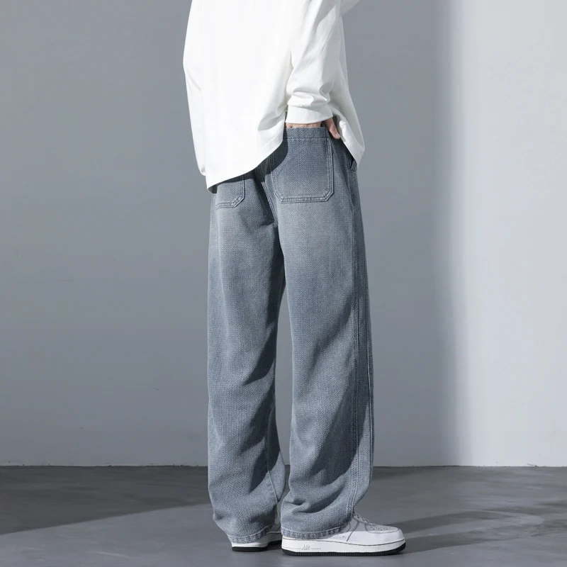 Herren Weite Vintage-Denim-Freizeithose mit Tunnelzug und relaxed Fit Nord Taschen