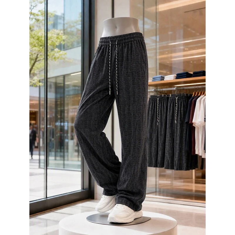Herren Weite texturierte Loungehose mit Kordelzug und elastischem Bund Nord Taschen
