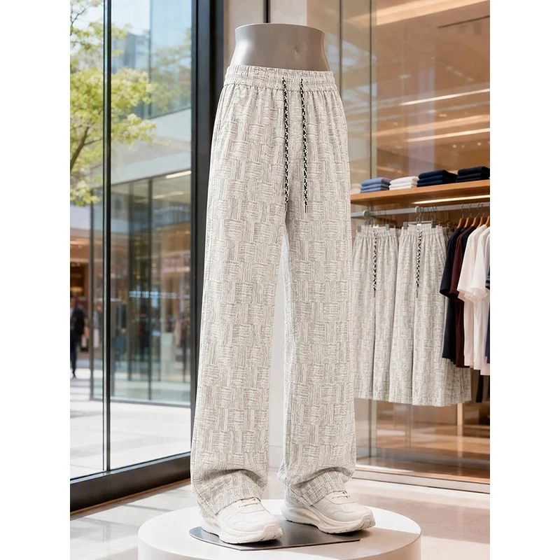 Herren Weite texturierte Loungehose mit Kordelzug und elastischem Bund Nord Taschen