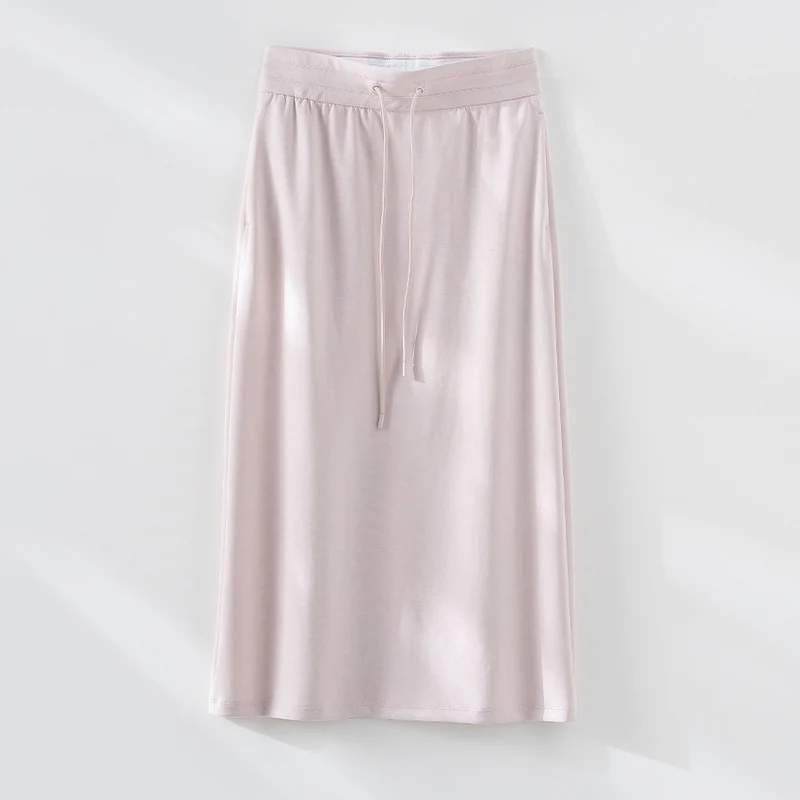 Damen Jersey-Midirock mit elastischem Tunnelzugbund und geradem Fall Nord Taschen