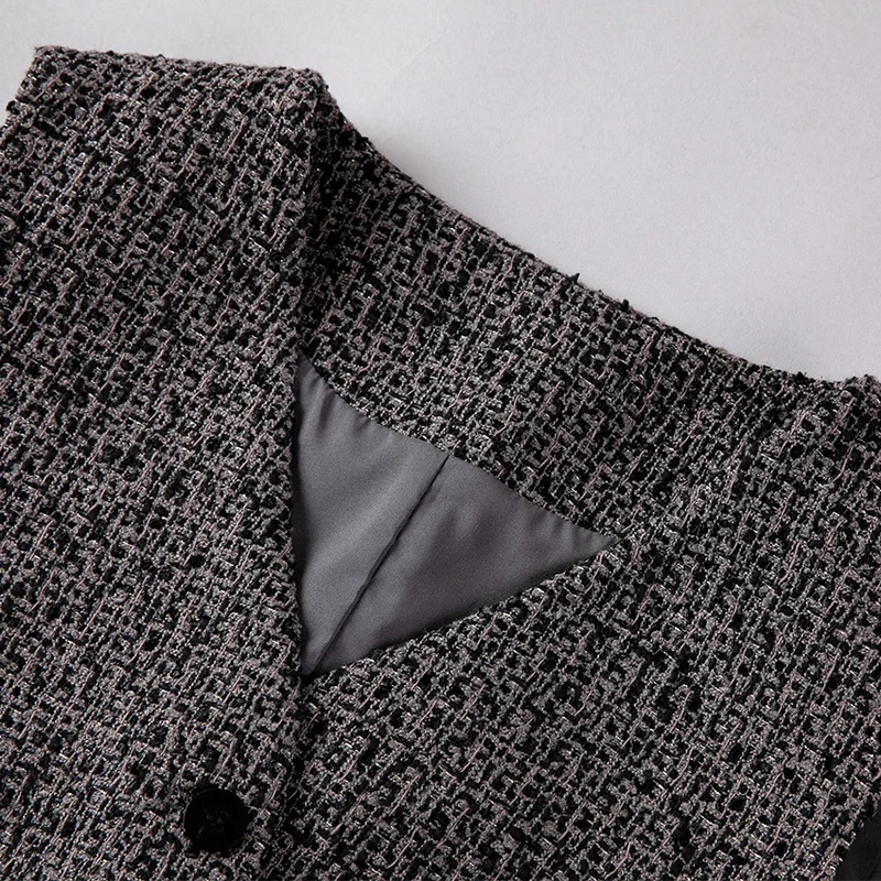 Damen Hochtaillierter Tweed-Midirock mit geradem Schnitt und leichter A‑Linie Nord Taschen
