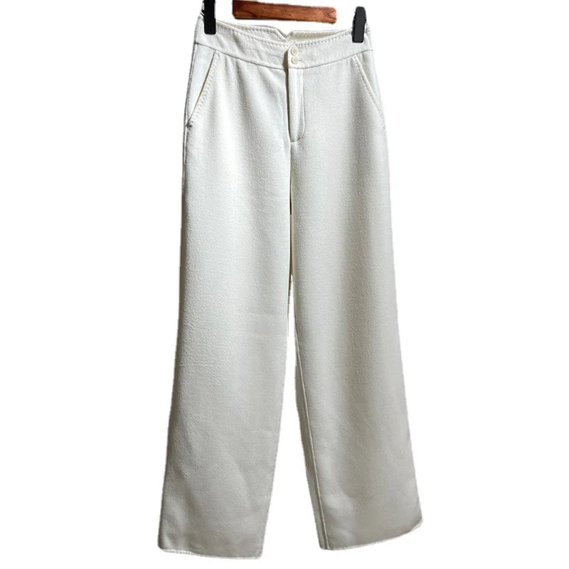 Damen Hochtaillierte Wollmix-Palazzohose mit geradem Fall und verdecktem Hakenverschluss Nord Taschen