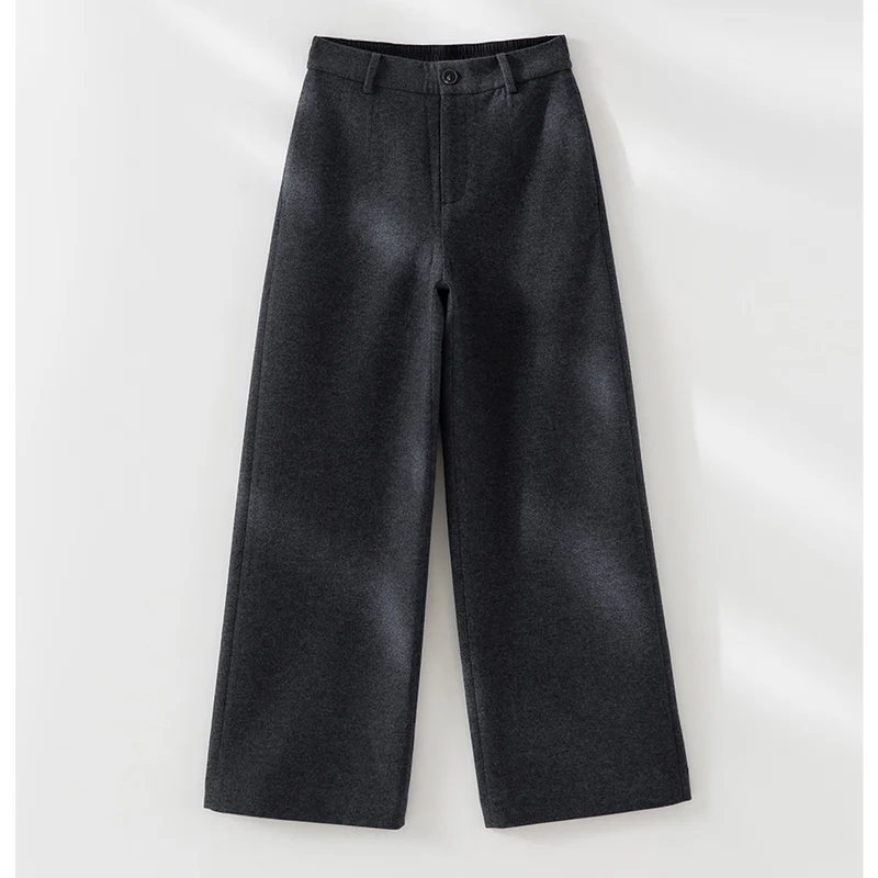Damen Hochtaillierte Wollmix-Palazzohose mit geradem Bein und elastischem Rückenteil Nord Taschen