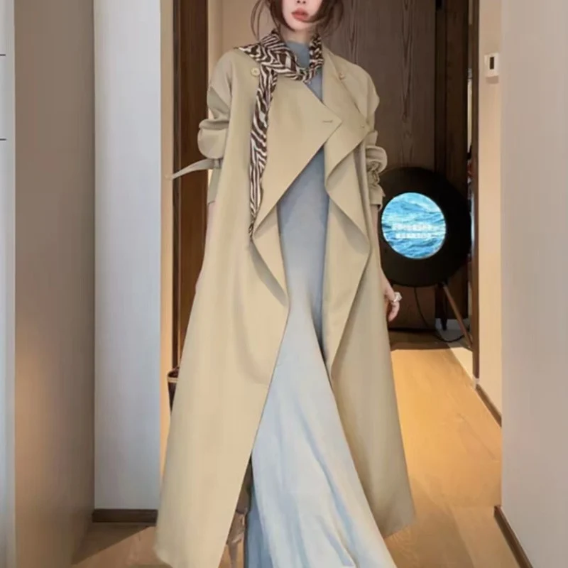 Damen Oversized Wickelmantel mit asymmetrischem Schnitt und verstellbaren Manschetten Nord Taschen