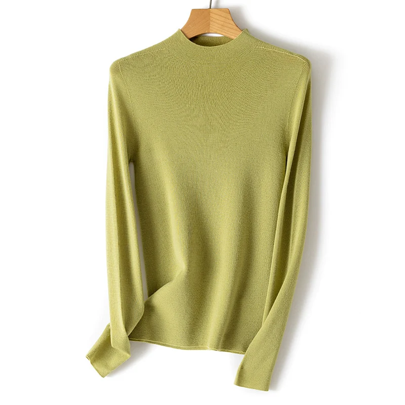 Damen Feiner Feinstrick-Langarmpullover mit kurzem Stehkragen und Slim‑Fit Nord Taschen
