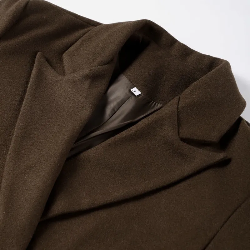 Damen Doppelreihiger Maxi-Wollmix-Mantel mit schmaler Silhouette und fallendem Revers Nord Taschen