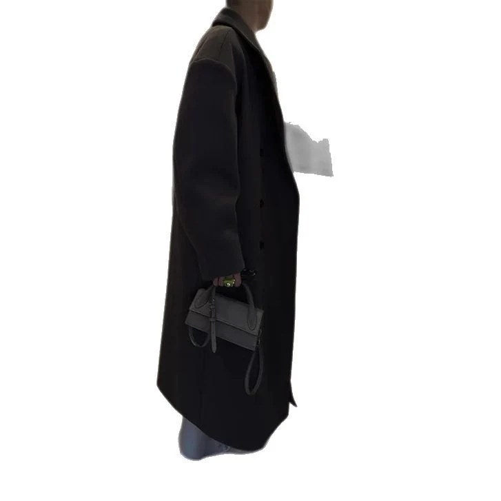 Damen Doppelreihiger Maxi-Wollmix-Mantel mit schmaler Silhouette und fallendem Revers Nord Taschen