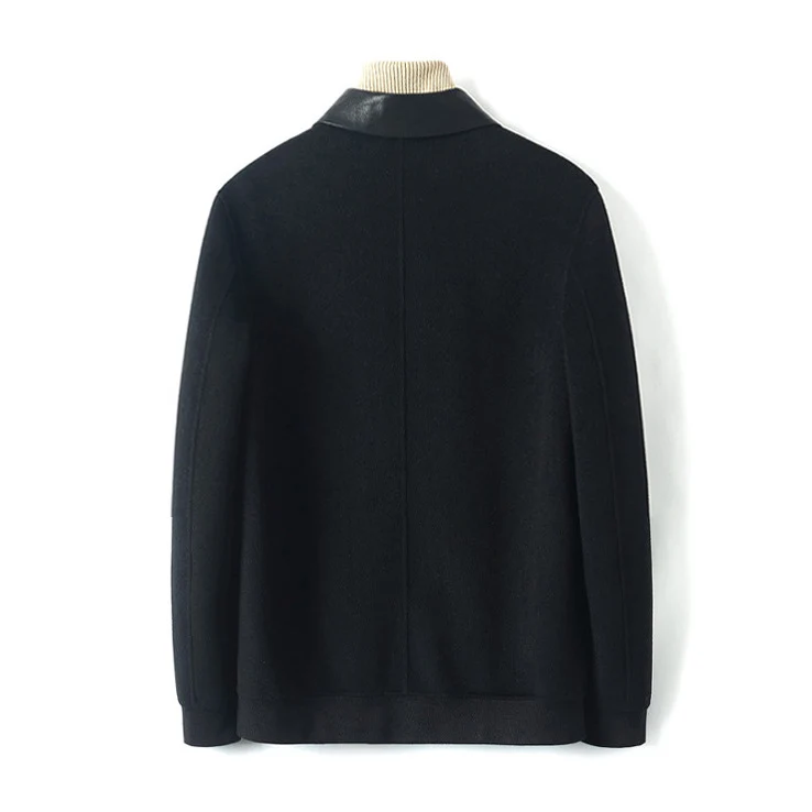 Herren Reißverschluss-Wollmix-Jacke mit Lederkragen und schlanker Silhouette Nord Taschen