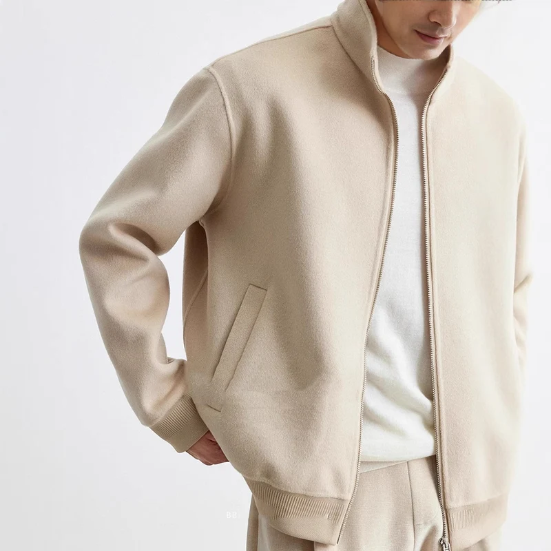 Herren Reißverschluss-Wollblouson mit Stehkragen Nord Taschen