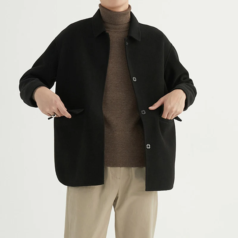 Herren Oversize Woll‑Mischjacke mit Hemdkragen und aufgesetzten Taschen Nord Taschen