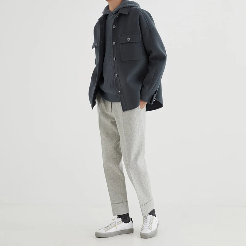 Herren Overshirt aus Wollmix mit überschnittener Schulter und aufgesetzten Brusttaschen Nord Taschen
