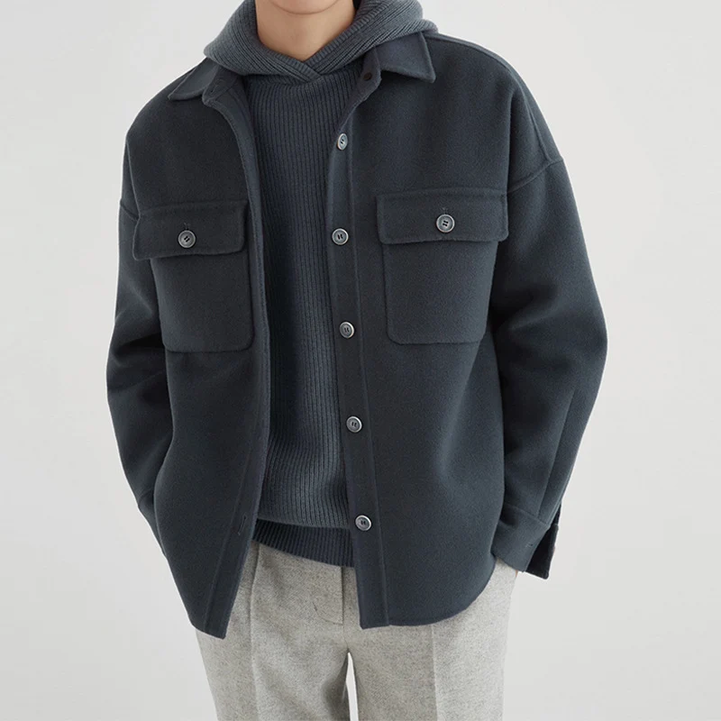 Herren Overshirt aus Wollmix mit überschnittener Schulter und aufgesetzten Brusttaschen Nord Taschen
