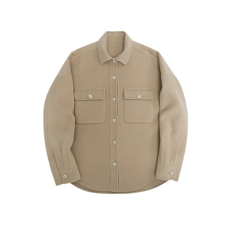 Herren Overshirt aus Wollmix mit überschnittener Schulter und aufgesetzten Brusttaschen Nord Taschen